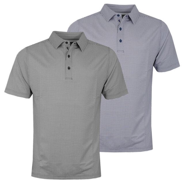 Bobby Jones Mens XH20 Grid Jacquard Stretch Golf Polo Shirt