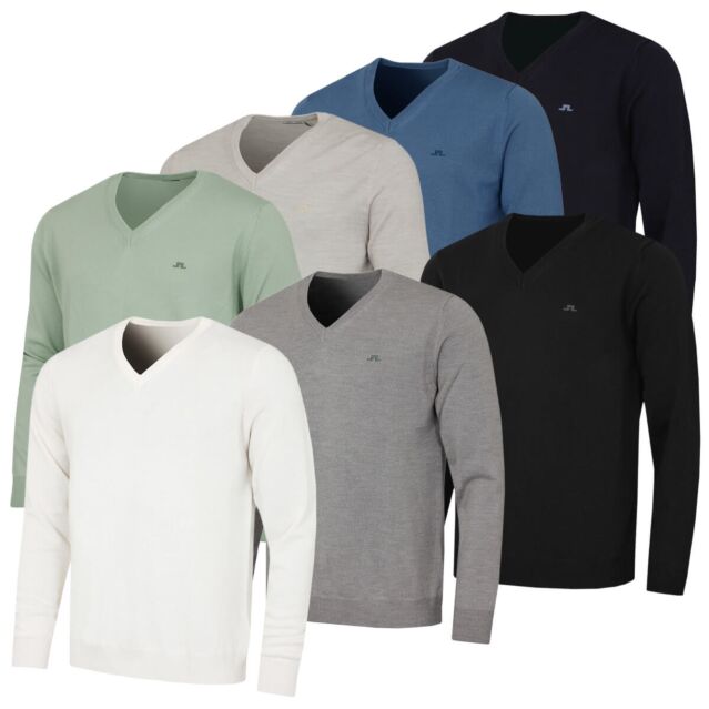 J.Lindeberg Mens Lymann Italian Wool V-Neck Golf Sweater