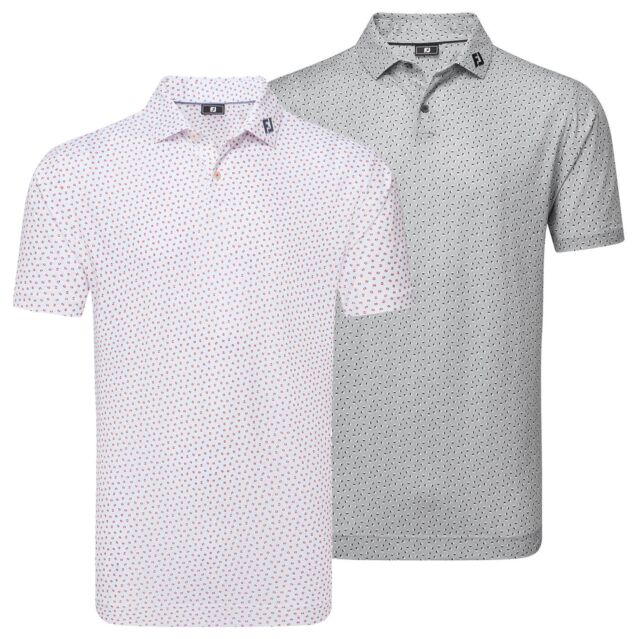Footjoy Mens Bounce Print Pique ProDry Moisture Wicking Golf Polo Shirt