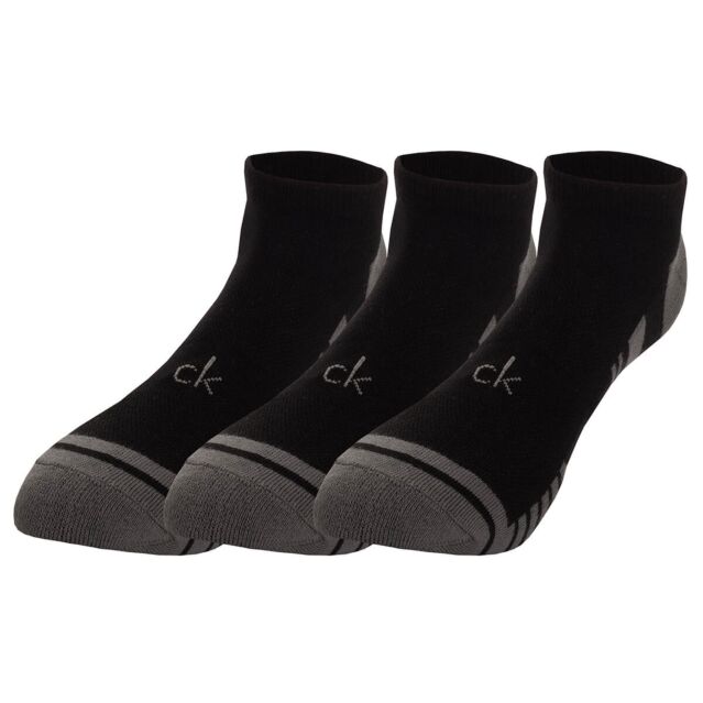 Calvin Klein Mens Tech 3 Pairs CoolMax Ventilated Mesh Trainer Socks