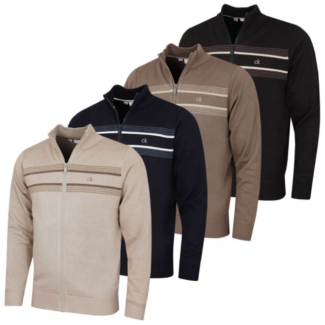 Calvin Klein Mens 2026 Chester Lined Soft Full Zip Golf Sweater