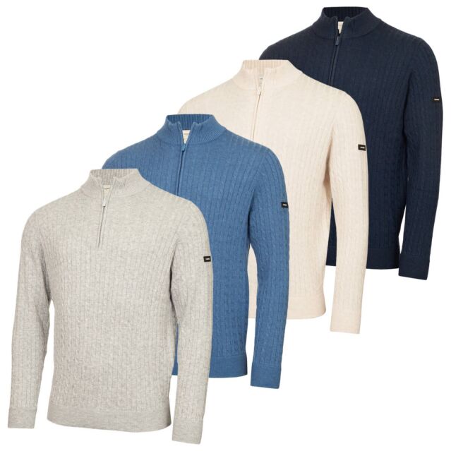 Calvin Klein Mens Wool Touch Cable 1/4 Zip Golf Sweater