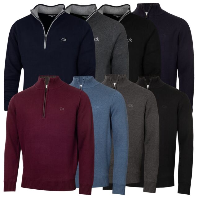 Calvin Klein Mens Lined Chunky Windproof Lined 1/2 Zip Sweater