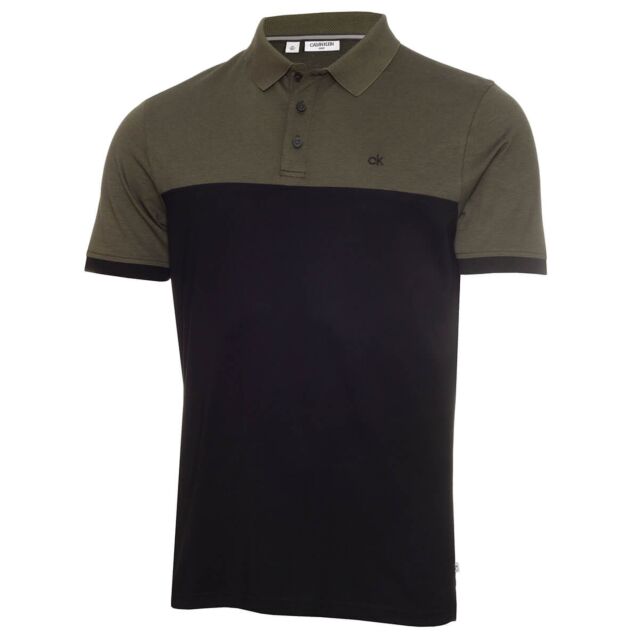 Calvin Klein Mens Chest Colour Block Wicking Breathable Polo Shirt