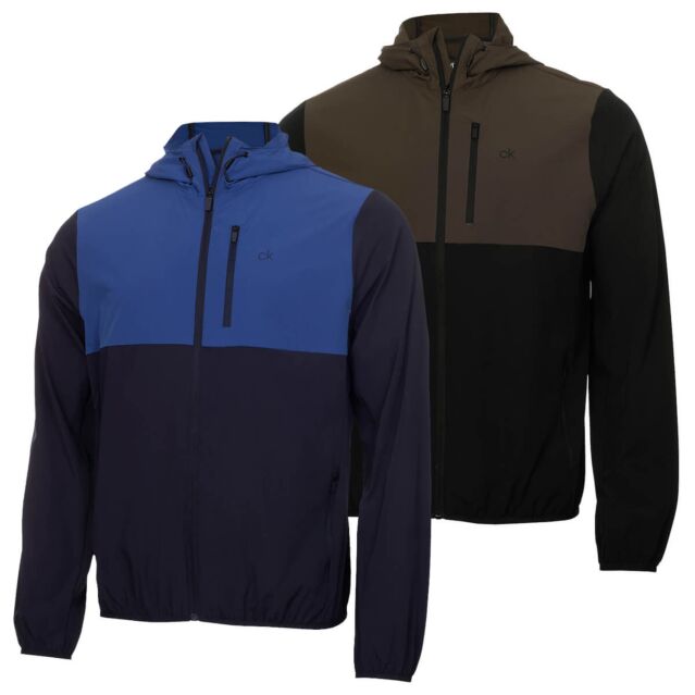 Calvin Klein Mens Colour Block Ultra Lite Hooded Golf Jacket