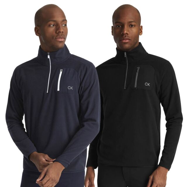 Calvin Klein Mens Planet Fleece Half Zip Stretch Super Soft Golf Sweater