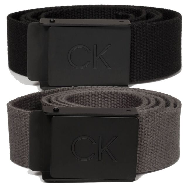 Calvin Klein Mens CK Monogram Matt Buckle Cut To Fit One Size Golf Belt