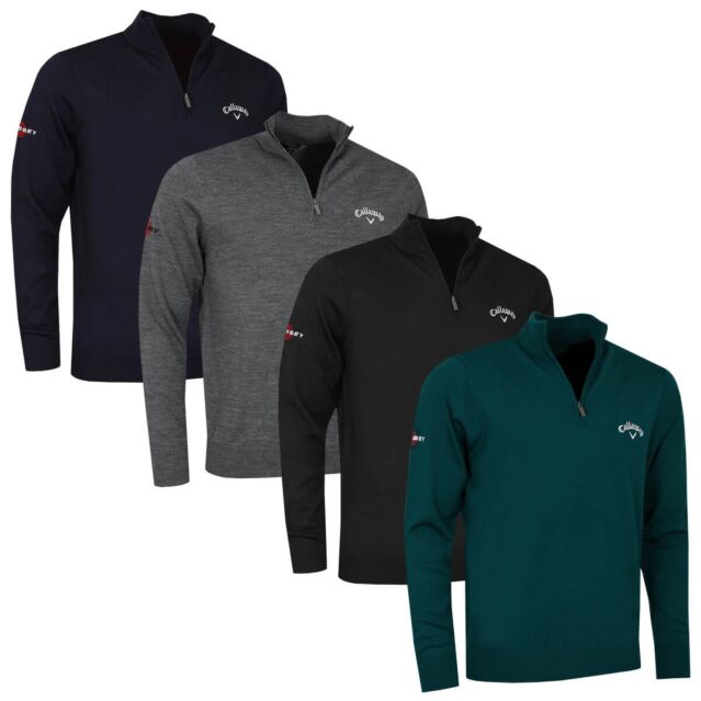 Callaway Mens 1/4 Zip Blended Merino Thermal Opti-Dri Golf Sweater