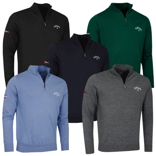 Callaway Mens 1/4 Zip Blended Merino Thermal Opti-Dri Golf Sweater