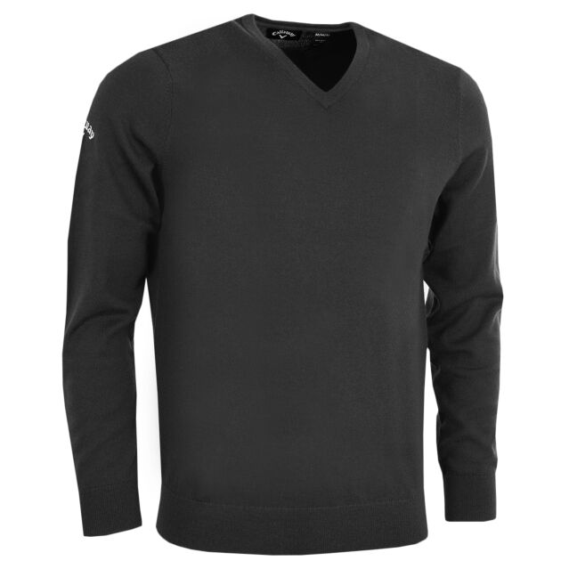 Callaway Mens Golf Ribbed V-Neck Merino Wool Branded Sweater