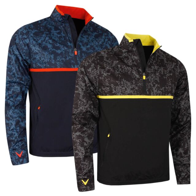 Callaway Golf Mens Abstract Camo Printed Stretch Wind 1/4 Zip Sweater