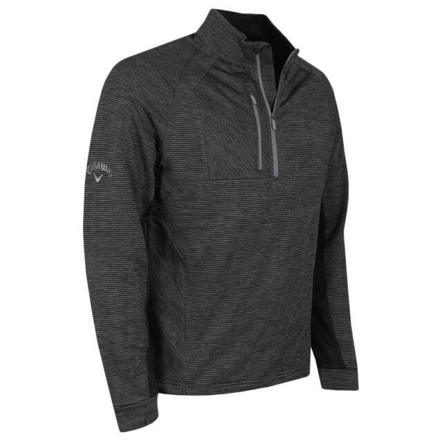 Callaway Golf Mens Heather Stripe Fleece Back Thermal Sweater
