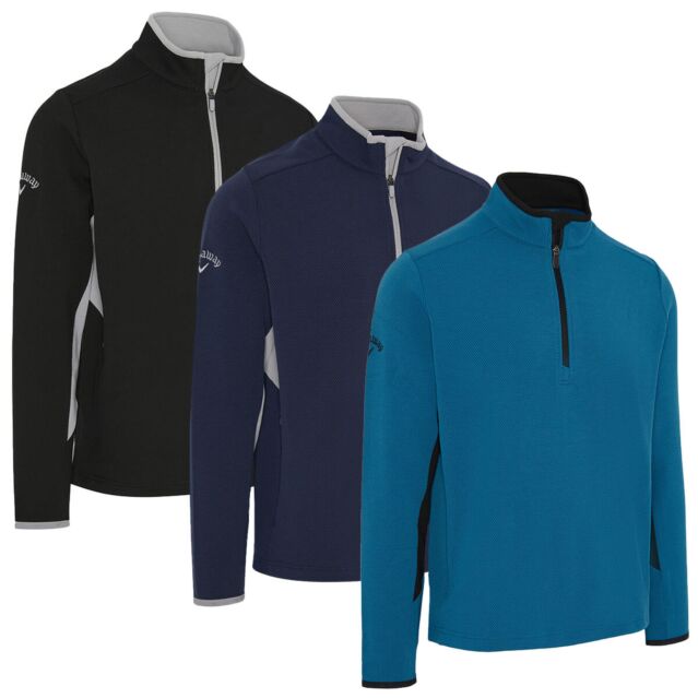 Callaway Golf Mens Blocked LS 1/4 Zip Pullover Waterproof Sweater