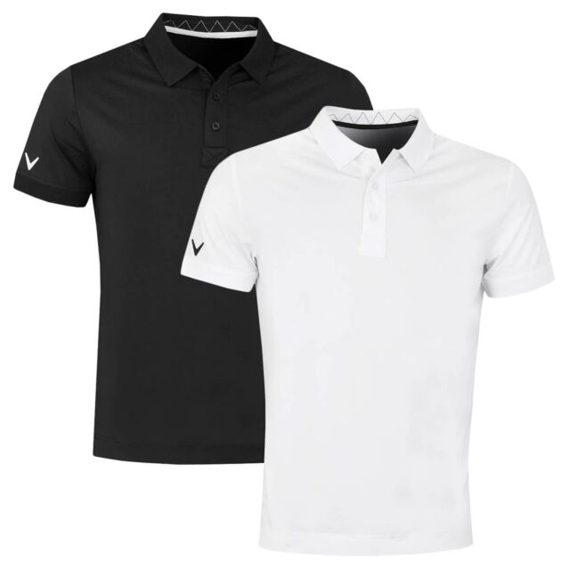 Callaway Golf Mens Solid Ribbed Wicking Stretch Fabric Polo Shirt