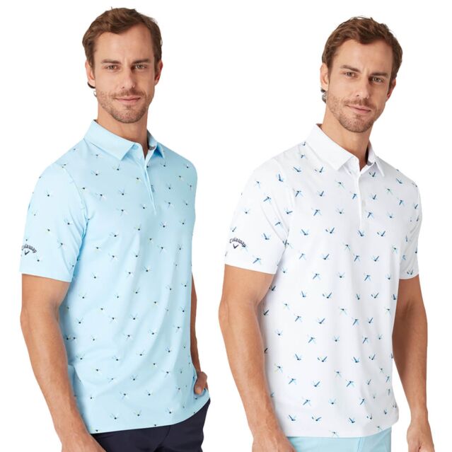 Callaway Golf Mens All Over Birdie Moisture Wicking Golf Polo Shirt