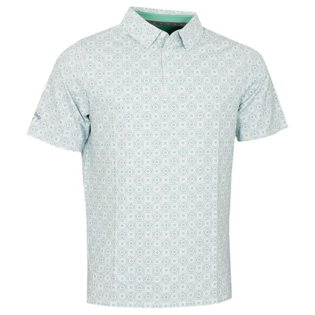 Callaway Golf Mens Golf Foulard Printed Wicking Polo Shirt