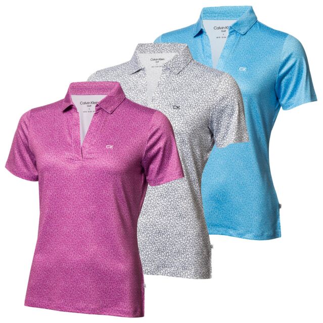 Calvin Klein Womens Crackle Stretch Moisture Wicking Golf Polo Shirt