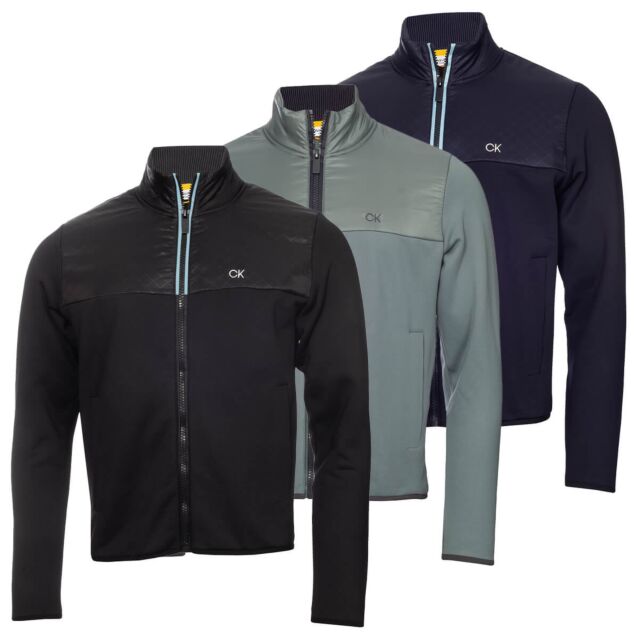 Calvin Klein Mens Monte Full Zip Breathable Stretch Golf Sweater
