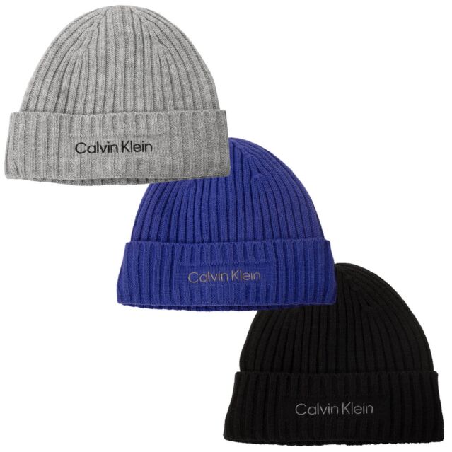 Calvin Klein Mens Boyland Knitted Fleece Lined Cosy Soft Beanie Hat