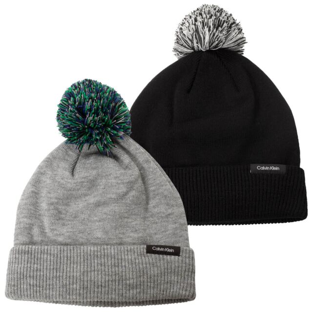 Calvin Klein Mens Linden Bobble Cosy Warm Pom Pom Knitted Beanie Hat