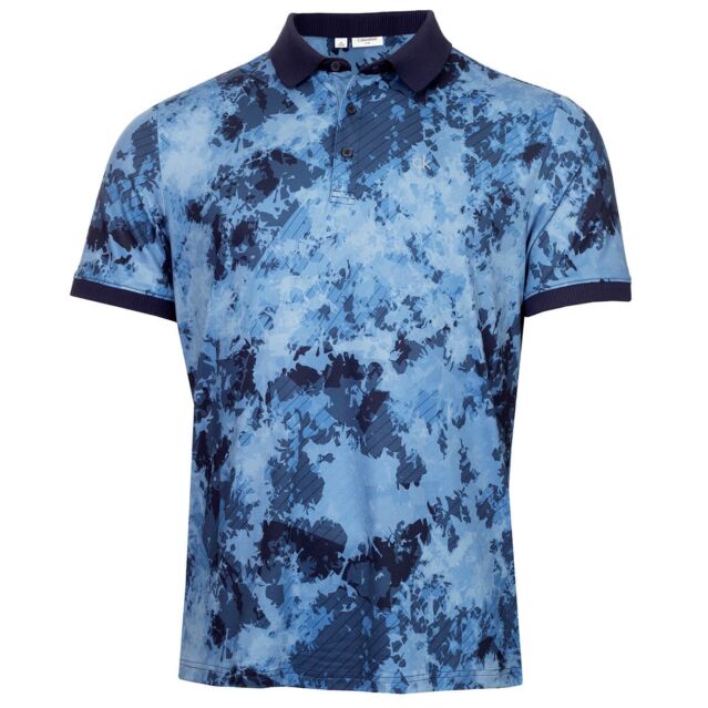 Calvin Klein Mens Digital Chaos Printed Stretch Jersey Golf Polo Shirt
