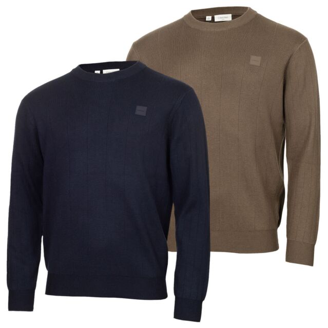 Calvin Klein Mens Sherfield Ribbed Insulated Crew Neck Golf Sweater