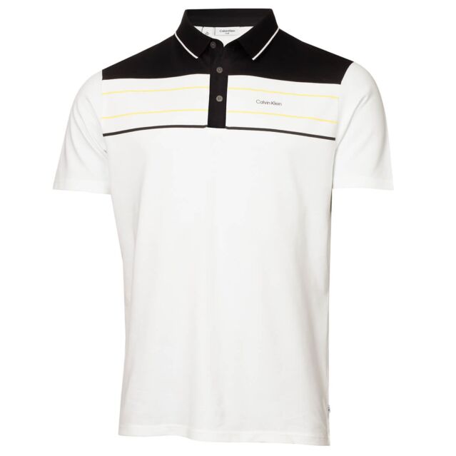 Calvin Klein Mens Blackwater Sustainable Easy Care Golf Polo Shirt