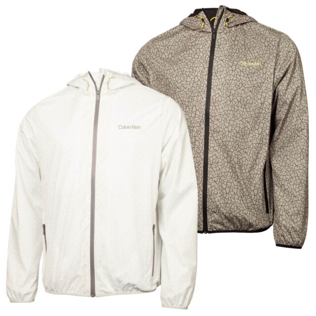 Calvin Klein Mens Nantucket Printed Windbreaker Lightweight Golf Jacket