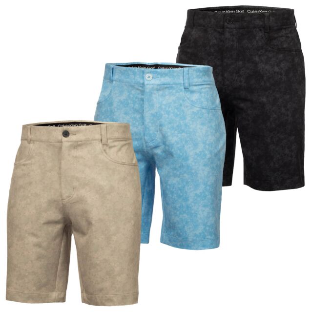 Calvin Klein Mens Printed Genius Four Way Stretch Breathable Golf Shorts
