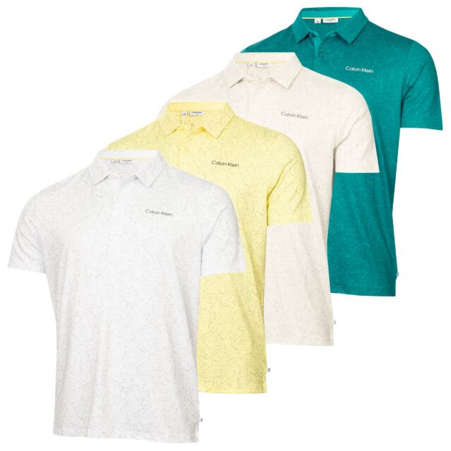 Calvin Klein Mens Abstract Watercolour Printed Stretch Golf Polo Shirt