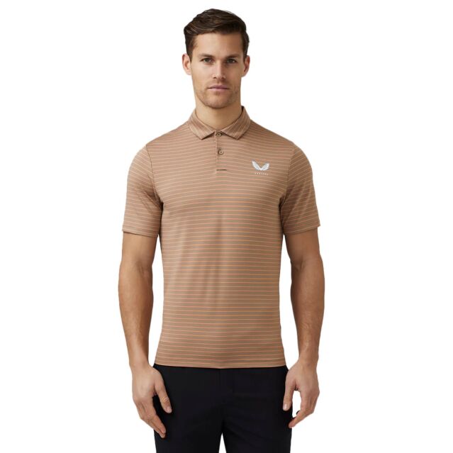 Castore Mens Yarn Dye Stripe Stretch Fabric Breathable Golf Polo Shirt