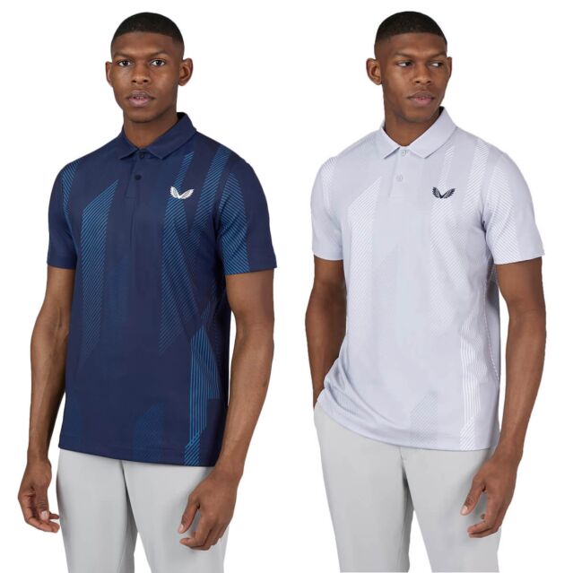 Castore Golf Performance 4-Way Stretch Geometric Print Polo Shirt