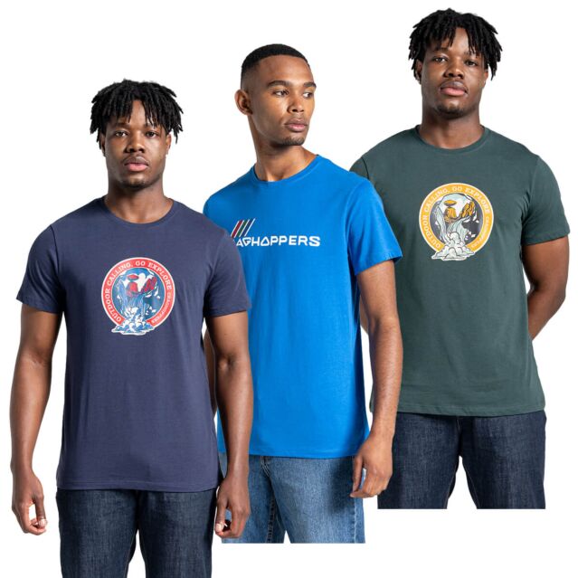 Craghoppers Mens Lugo Short Sleeve Graphic Print Crew Neck Cotton T-Shirt