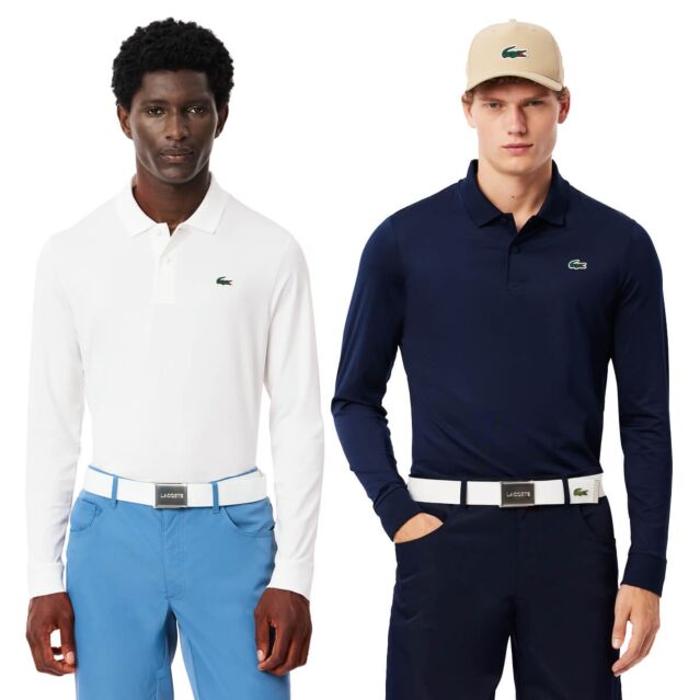 Lacoste Mens Long Sleeve Ultra Dry UV50 Ptotection Jersey Golf Polo Shirt