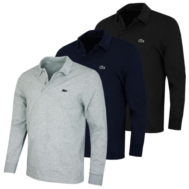 Lacoste Mens DH5523 Long Sleeved Cotton Blend Polo Shirt