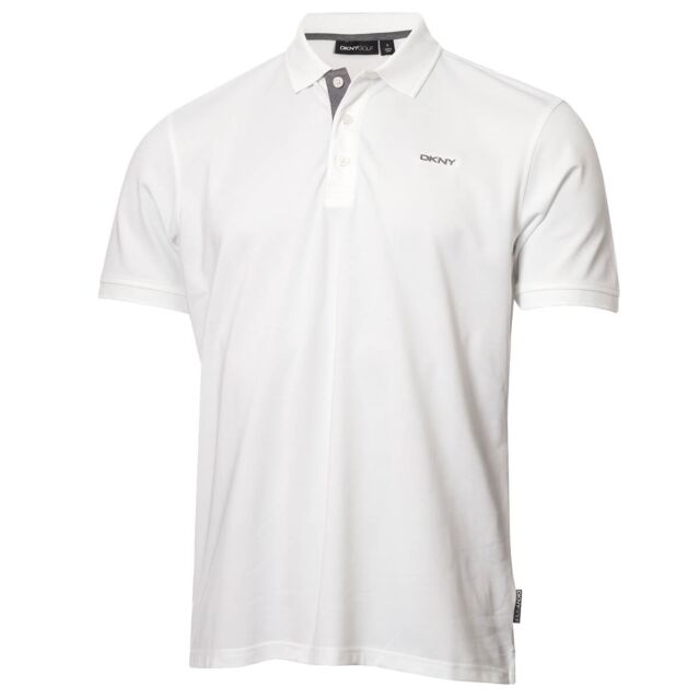 DKNY Mens Bronx Pique Moisture Wicking Golf Polo Shirt