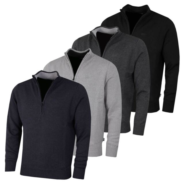 DKNY Mens Chunky Knit Soft Feel Quarter Zip Easy Care Golf Sweater