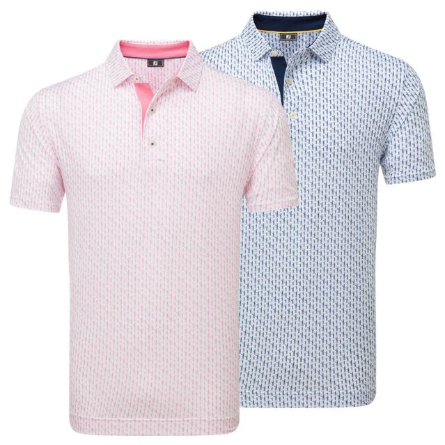 Footjoy Mens Figure Print Lisle ProDry Moisture Wicking Golf Polo Shirt