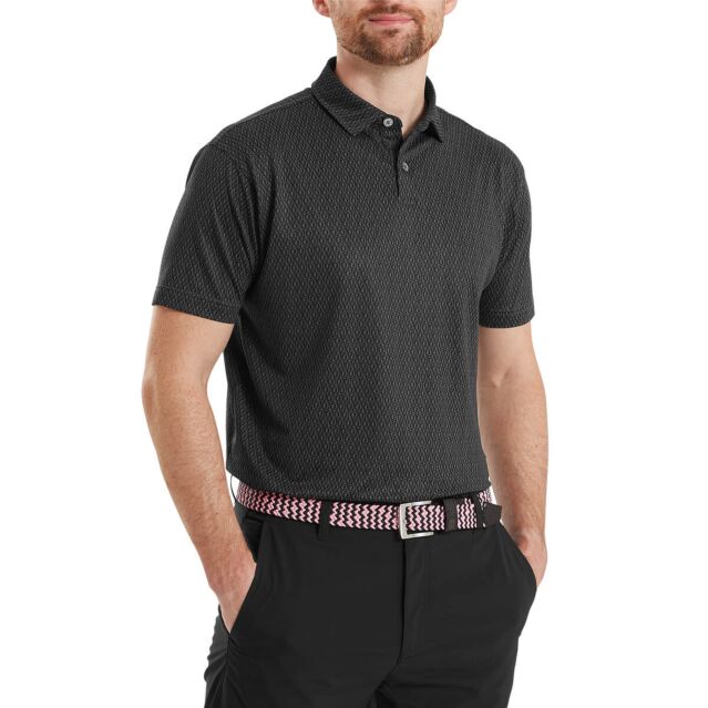 Footjoy Mens Modernist Geo Pique Moisture Wicking Easy Care Golf Polo Shirt
