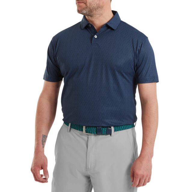 Footjoy Mens Modernist Geo Pique Light Wicking Stretch Golf Polo Shirt