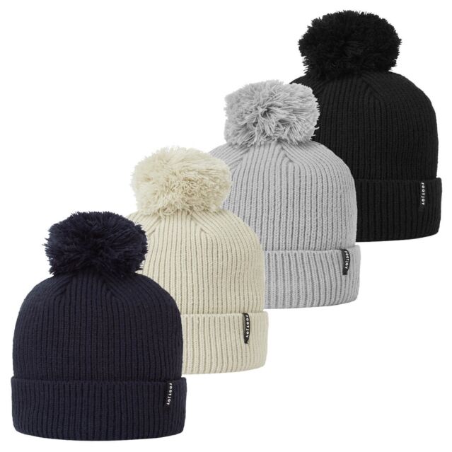Footjoy Mens Cuffed HydroDryZ Fleece-Lined Stretch Knit Golf Bobble Hat