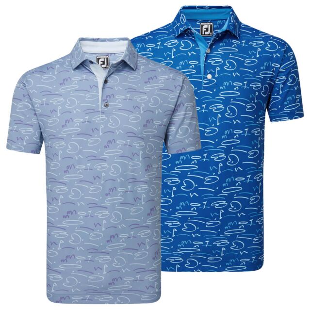 FootJoy Mens Doodle Print Four Way Stretch Golf Course Polo Shirt