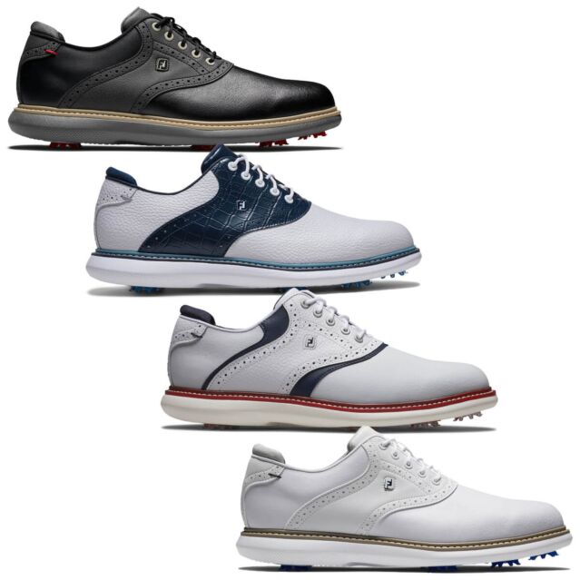 Footjoy Mens 2026 Traditions Breathable Leather Waterproof Spiked Golf Shoes