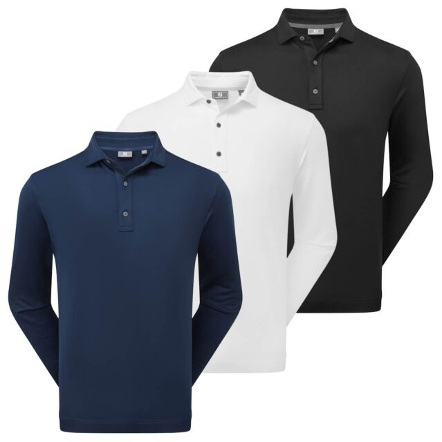Footjoy Mens Thermoseries Moisture Wicking Long Sleeve Golf Polo Shirt