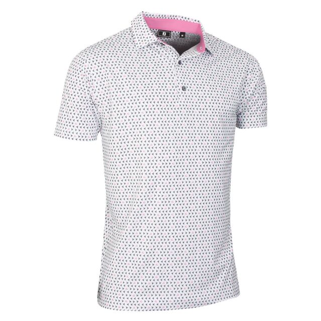 Footjoy Mens Flying Wasp Print Golf Stretch Wicking Polo Shirt