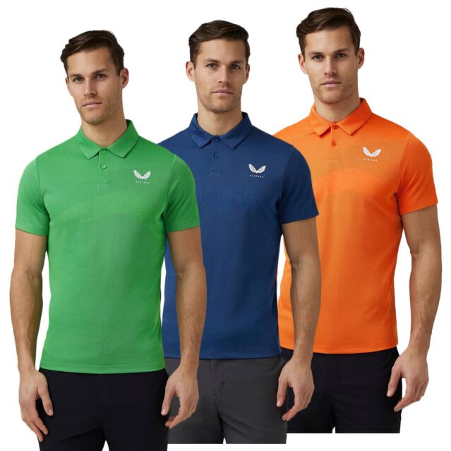 Castore Mens Pinnacle Engineered Knit Lightweight Wicking Golf Polo Shirt