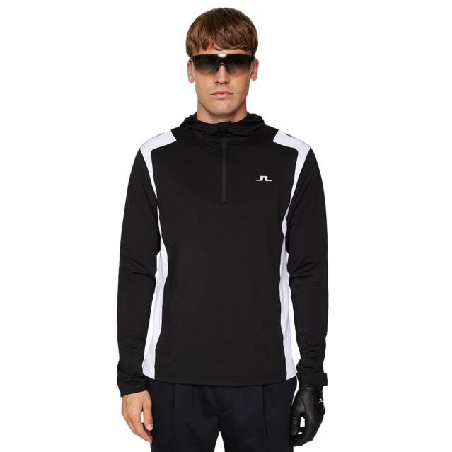 J.Lindeberg Mens Lukas Quarter Zip Hood Wicking Golf Sweater