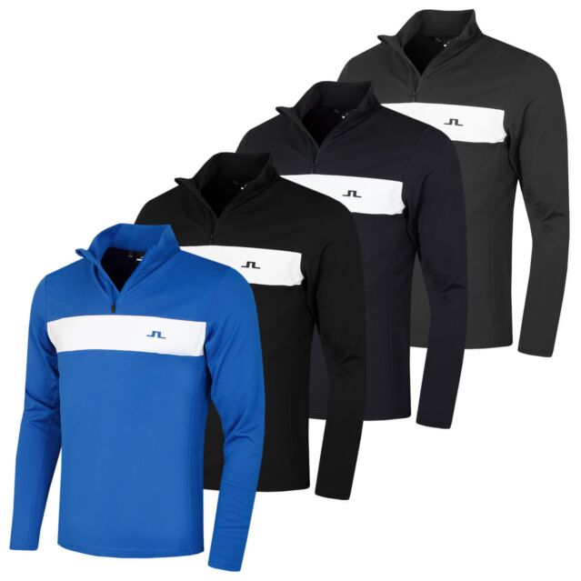 J.Lindeberg Mens 2026 Bran Mid Layer Chest Stripe Golf Zip Sweater