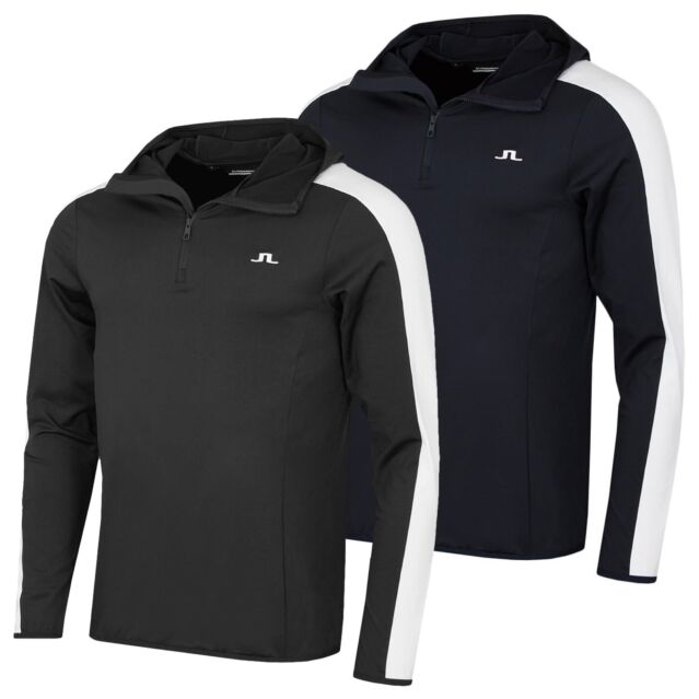 J.Lindeberg Mens 1/4 Zip Lightweight Wicking Midlayer Golf Hoody
