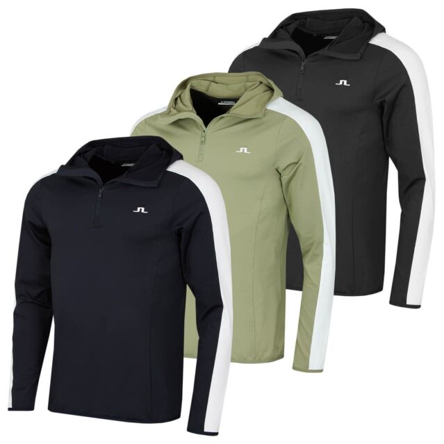 J.Lindeberg Mens 1/4 Zip Lightweight Wicking Midlayer Golf Hoody